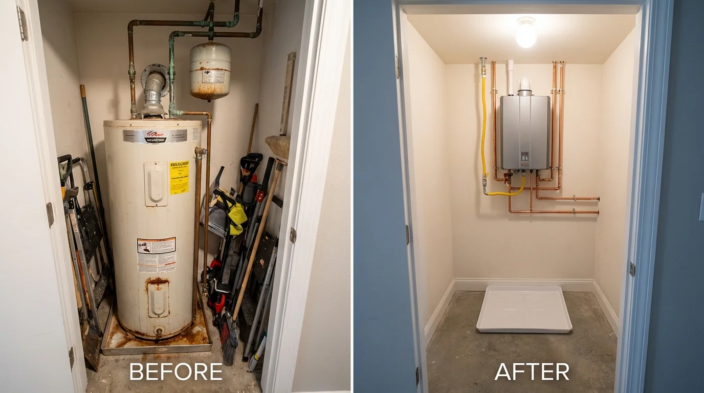 Tank water heater versus wall-mounted tankless unit comparison for Bladenboro, NC homeowners